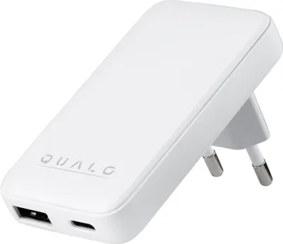 Immagine prodotto di QUALO GaN Ultra Slim Caricatore da parete USB-A / USB-C PD 45W DualPort Bianco QLS-GN-US-AC-45-01