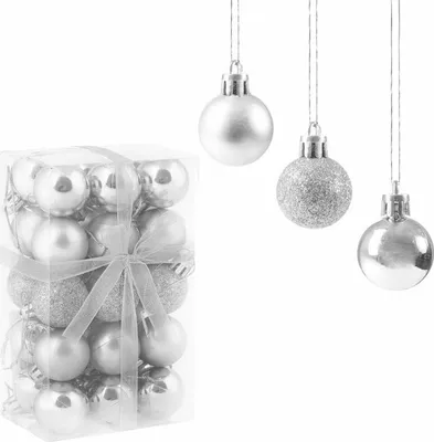 Obrázek produktu pro Vánoční baňky stříbrné mix - 3cm, sada 30ks
