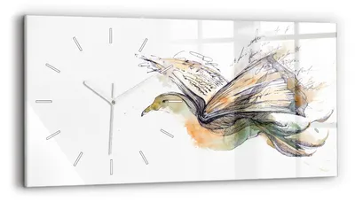 Produktbild von Wallfluent Wanduhr – Stilles Quarzuhrwerk - Uhr Dekoration Wohnzimmer Schlafzimmer Küche - Zifferblatt mit Strichen - weiße Zeiger - 60x30 cm - Vogelbuch