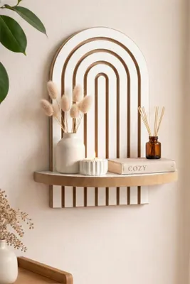 Productafbeelding van Skye Decor, Modern wandplank, 100% MDF, wit, 26x35x13 cm | Geometrisch design