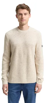 Produktbild von Tom Tailor Herren Pullover Rundhalsausschnitt Melange-Optik strukturiert Regular Fit