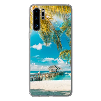 Produktbild von MuchoWow® Handyhülle Schutzhülle Hülle für Huawei P30 Pro Tropisch - Strand - Palme Silikon Softcase Handy Hülle - Schutzdeckel