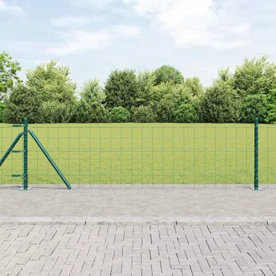 Produktbild von "2026 Promotion" Zaun mit Pfosten - Drahtzaun - Grün 0,4x25 m Stahl und PVC - Metallzäune CC19075