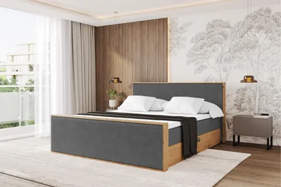 Produktbild von ALTDECOR BOXSPRINGBETT mit 2xBettkasten und Lattenrost, Topper, Boxbett, Polsterbett mit Bettkasten mit Stauraum und Kopftei mit Matratze H4 - LOLLI9-Z 200x200 Dunkelgrau