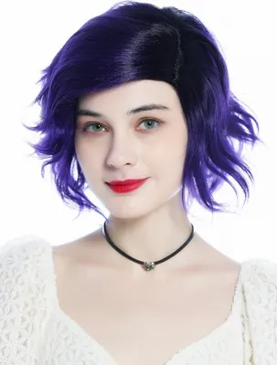 Produktbild von WIG ME UP Perücke kurz wild gewellt gescheitelt Scheitel Ombre Schwarz Lila DW3334-DEEPVIOLETS1B