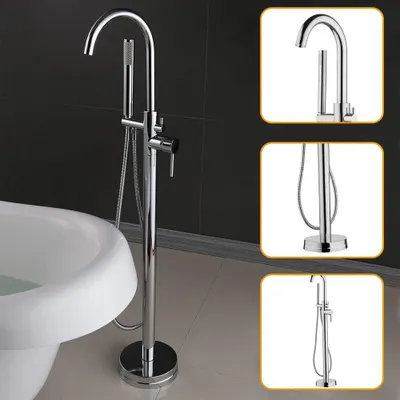 Produktbild von Badearmatur – Freistehende Badarmatur – Bodenmontage – Handbrause – Messing, verchromt – Retro-Design