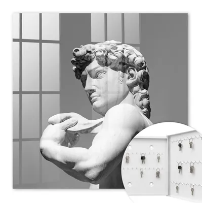 Produktbild von Metall Schlüsselkasten 30 x 30 cm - weißer Schlüsselschrank zur Wandmontage - wandhängende Schlüsselbox mit Tür - rechts öffnend - Schlüsselaufbewahrung für Flur - Büro - Arbeitszimmer - Werkstatt - Garage - Klassische Eleganz