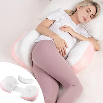 Produktbild von Schwangerschaftskissen, Seitenschläferkissen, für Bauch, verstellbar, tragbar, atmungsaktiv, rosa