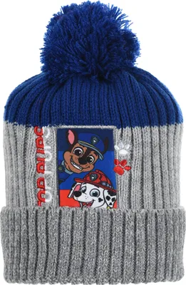 Produktbild von Paw Patrol Chase und Marshall Kinder Jungen Winter-Mütze Bommelmütze, Farbe:Grau, Größe:52