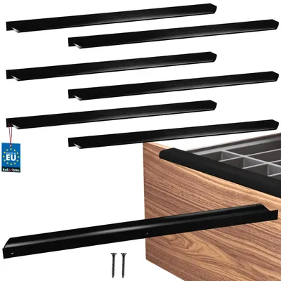 Image de KOTARBAU® Lot de 6 poignées de meubles, poignées d'armoire 436 mm, noir mat ZnAl, poignées à visser par l'arrière, poignées de chant, poignées de tiroir, cuisine moderne