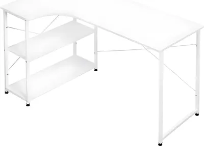 Produktbild von Happiq L-förmiger Computertisch – Eckschreibtisch für PC, Laptop & Gaming – Ideal für Wohn- und Arbeitszimmer – Mit Doppelarbeitsfläche und Stauraum