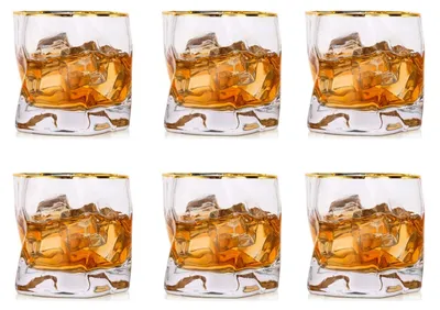 Imagen del producto de Conjunto de 6 vasos de whisky de diseño irregular, ideales para diferentes bebidas