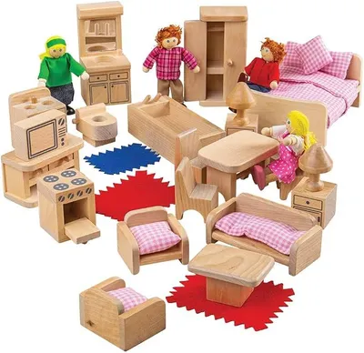 Imagen del producto de Casa de muñecas - Muebles y muñecas - 26 piezas