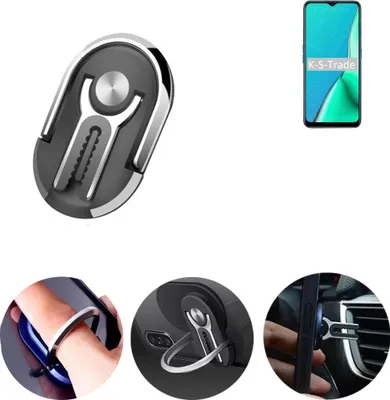 Produktbild von K-S-Trade 3in1 Smartphone-Ring Handy-Ring kompatibel mit Oppo A9 2020 Fingerhalterung  Handyring Tischständer Lüftungsgitter-Halterung Tisch
