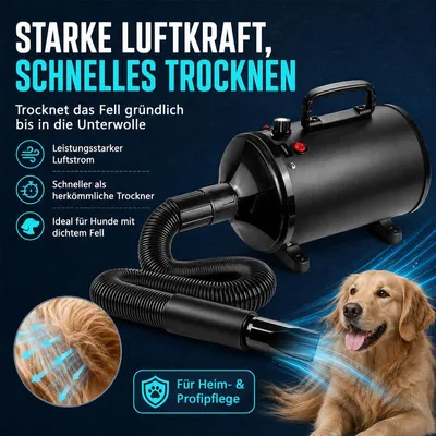 Produktbild von Hundetrockner 5,2HP/3800W 4 Düsen – 50-70dB, stufenlos, Überhitzungsschutz | Für Hunde & Katzen