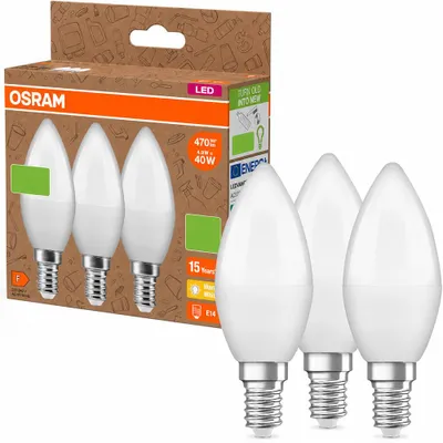Produktbild von 3 x Osram LED Kerzen 4,9W = 40W E14 matt 230V 470lm warmweiß 2700K