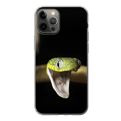 Produktbild von MuchoWow® Handyhülle Schutzhülle Hülle für iPhone 12 Pro Schlange - Tier - Schwarz Silikon Softcase Handy Hülle - Abdeckung