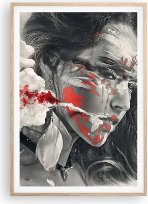 Produktbild von Gerahmtes Poster - Rahmen in heller Eiche - Frau Gesicht Kunst - 70x100 cm - Wand Bild - Wanddeko - Wandbilder - Wandposter - Bilderrahmen - Bilder - Kunstdruck - Wandbild - P2NPA70x100-3867