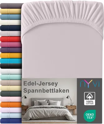 Produktbild von Edel Jersey Spannbettlaken Deluxe für Matratzen bis 25 cm Steghöhe - 100% Baumwolle supergekämmt, 140g/m², Rundumgummizug, Farbe:Platin, Größe:140-160 x 200 cm
