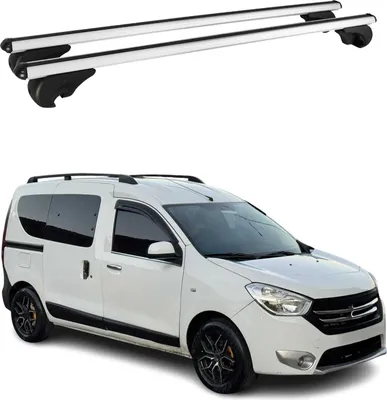 Image de Barres de toit Transversales pour Dacia Dokker 2012-2021 Aluminium Argent