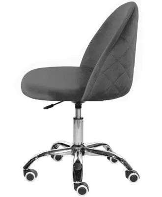 Produktbild von Samt Schreibtischstuhl "Gloria" in Grau| Höhenverstellbarer Drehstuhl aus Velours | Eleganter Bürostuhl für Home-Office & Mädchenzimmer