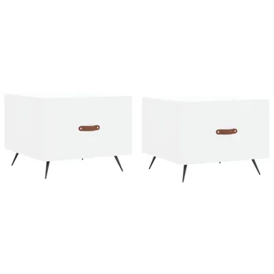 Image de vidaXL Tables basses 2 pcs. Blanc 50x50x40 cm Bois composite