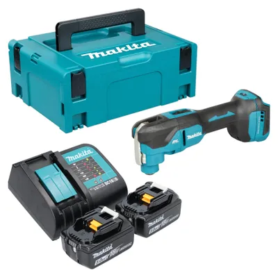 Produktbild von Makita DTM 53 STJ Akku Multifunktionswerkzeug 18 V OIS / Starlock Brushless + 2x Akku 5,0 Ah + Ladegerät + Makpac