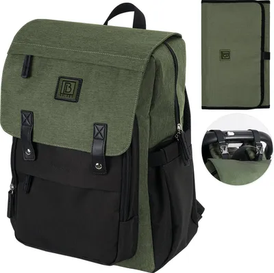 Produktbild von Brisby Strapazierfähige Wickeltasche – Wickeltasche – Zweifarbig Grün und Schwarz – Inklusive Wickelunterlage – Isolierte Taschen – Mit integrierten Kinderwagenhaken
