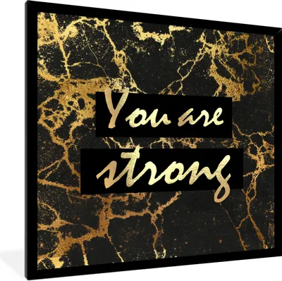 Produktbild von MuchoWow® Gerahmtes Poster Zitat - Motivation - Gold - Marmor 40x40 cm - Poster mit Schwarzem Bilderrahmen Wandposter Rahmen Foto Bilder - Mit Rahmen - Wanddekoration Schlafzimmer