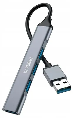 Produktbild von Kakusiga USB Hub Adapter 4 Ports Schwarz Grau