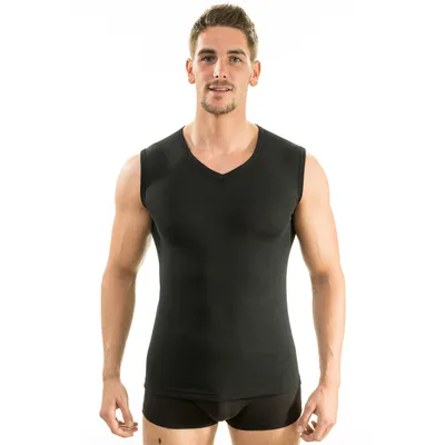 Herren Muskelshirt mit V-Ausschnitt schwarz