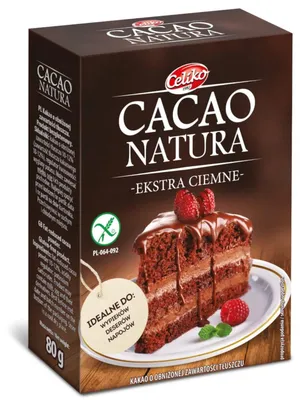 Obrázek produktu pro KAKAO V PRÁŠKU SE SNÍŽENÝM OBSAHEM TUKU, EXTRA TMY, BEZ LEPKU, 80 g - CELIKO