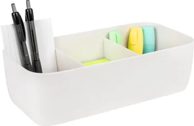 Immagine prodotto di QUVIO organizzatore per cassetti - organizzatore per il trucco - organizzatore per la cucina - organizzatore per la scrivania - organizzatore per armadi - 3 scomparti - 13,5 x 27 x 8 cm