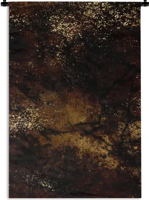 Produktbild von MuchoWow® Wandteppich Wandbehang Gold - Schwarz - Abstrakt 90x135 cm Tapisserie Dekoration Wandtuch - Baumwolle - Wandskulptur