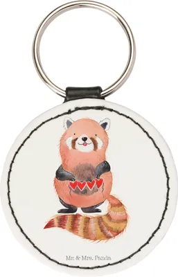 Produktbild von Mr. & Mrs. Panda Anhänger Roter Panda - Weiß - Geschenk, Rot, Taschenanhänger, Herz, für schlüssel, Gute Laune, schlüsselring, Lieblingsmensch, Liebe, Schlüsselanhänger