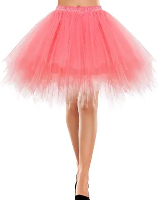 Immagine prodotto di Gonna corta in tulle, stile anni '50, vintage, retrò, da ballerina, rosa, taglia XL