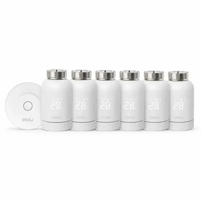 Immagine prodotto di Kit Imou ZG2 + TRV1, termostato intelligente per radiatori, confezione da 6 con gateway, tecnologia ZigBee