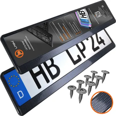 Produktbild von 2x Kennzeichenhalter Carbon Nummernschildhalter Kennzeichenhalterung