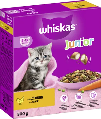Produktbild von Katzenfutter trocken whiskas Junior Huhn 800 g