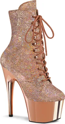 Produktbild von Pleaser ADORE-1020HM Plateau Stiefeletten Roségold Holo Metallic EU 35