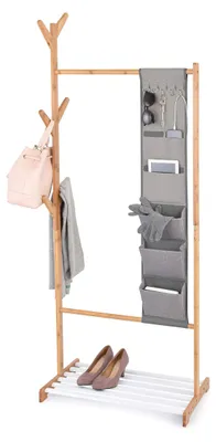 Garderobenständer aus Bambus, 65x38x167 cm, mit Fächern und Haken