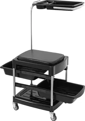 Image de Chariot utilitaire, 3 niveaux, capacité de charge de 150 kg, couleur noire
