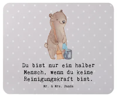 Produktbild von Mr. & Mrs. Panda Mauspad Reinigungskraft Herz - Grau Pastell - Geschenk, Mouse Pad, mousematte, mausteppich, laptop, Mousepad