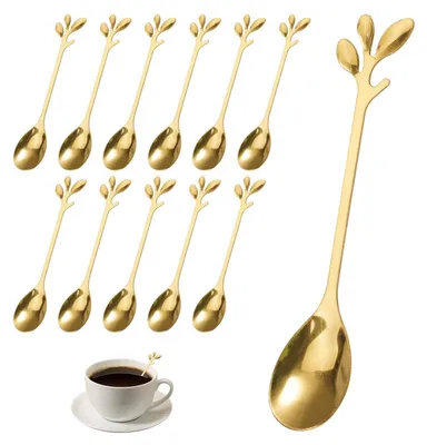 12 Goldene Kaffeelöffel aus Edelstahl, 12 cm