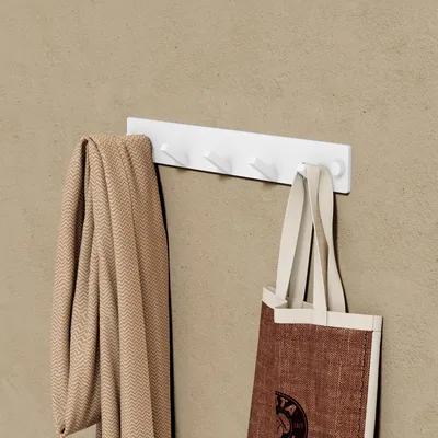 Produktbild von doporro Garderobenhaken Edelstahl, Kleiderhaken Wand mit 5 Haken, selbstklebend & ohne Bohren Matt Weiß für Jacken, Handtücher Stalo-05