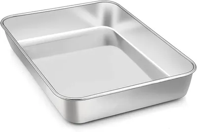 Produktbild von PolkaHome® Backblech aus Edelstahl, rechteckige Auflaufform, 26,5 x 20,5 x 5 cm
