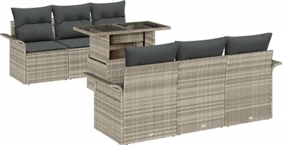 Immagine prodotto di Set Divano da Giardino 7 pcs Grigio chiaro polyrattan