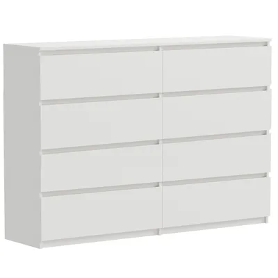 Produktbild von Kommode Weiß 8 Schubladen matt 120x34x100 cm groß modern geräumig Schlafzimmer Büro
