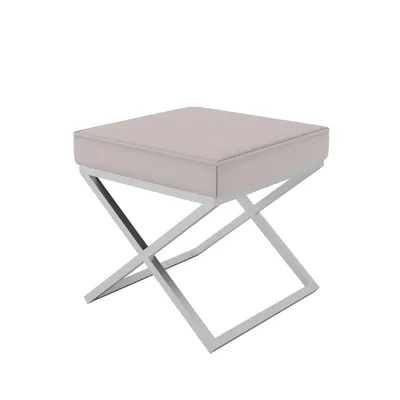 Produktbild von AX LIVING 1 Stk. Polster Hocker Pitinio 45cm Beige Chrom-Metallgestell
