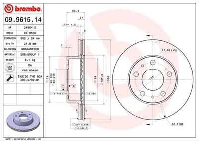 Produktbild von BREMBO Bremsscheiben (2 Stück) Vorderachse 09.9615.14